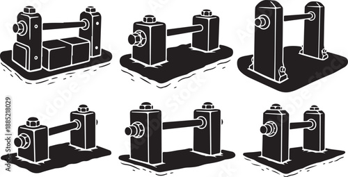 Black and white illustrations of various machine components