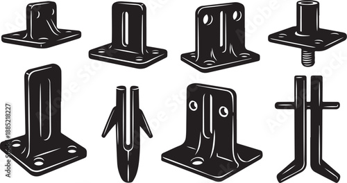 Collection of various metal bracket designs and shapes