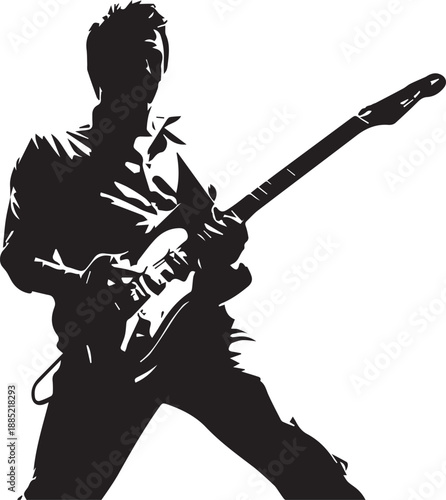 Rock Guitarist Silhouette Vector Illustration Isolated on White Background