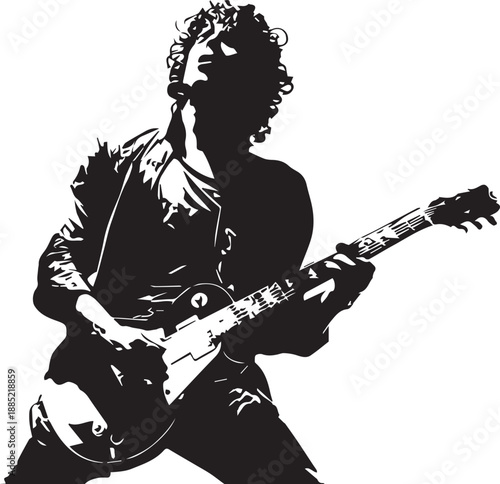 Rock Guitarist Silhouette Vector Illustration Isolated on White Background