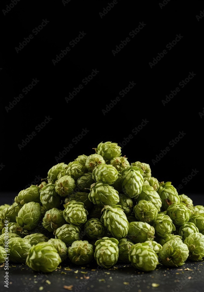 Fototapeta premium Freshly gathered hop cones piled high after the successful autumn harvest used for crafting traditional brewing ingredients and flavorful ales ,harvest ,farming ,aroma