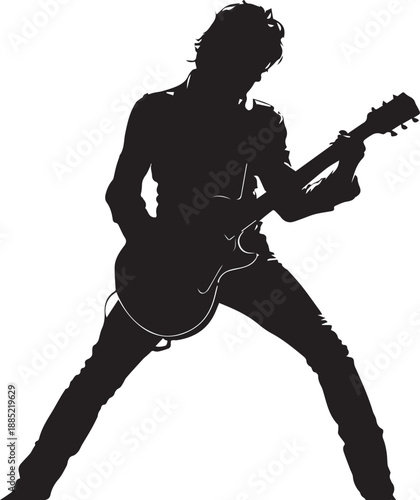 Rock Guitarist Silhouette Vector Illustration Isolated on White Background