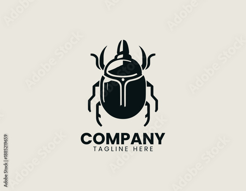 Beetle Stinging Bug Black Vector Logo Illustration