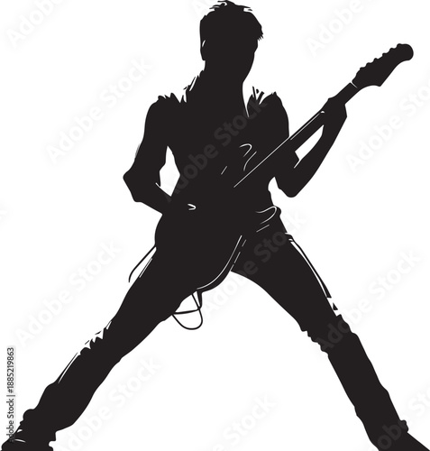 Rock Guitarist Silhouette Vector Illustration Isolated on White Background