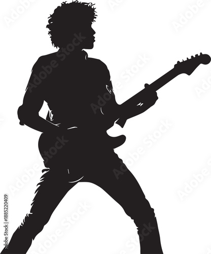 Rock Guitarist Silhouette Vector Illustration Isolated on White Background