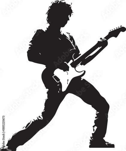 Rock Guitarist Silhouette Vector Illustration Isolated on White Background