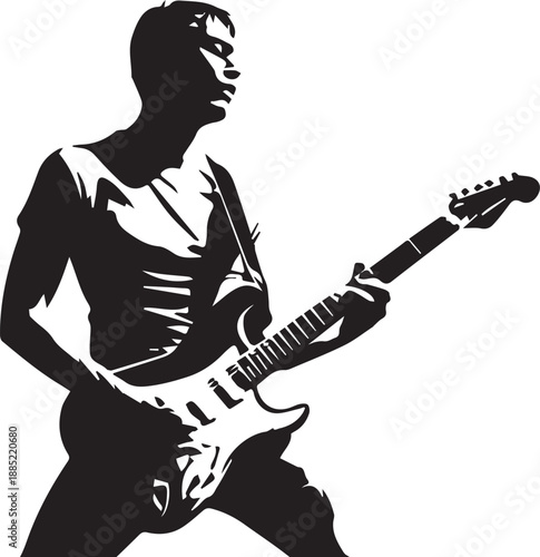 Rock Guitarist Silhouette Vector Illustration Isolated on White Background