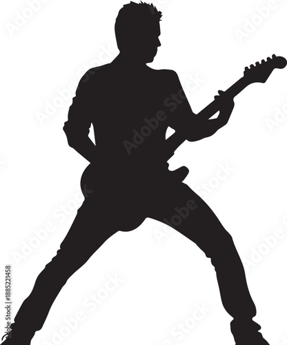 Rock Guitarist Silhouette Vector Illustration Isolated on White Background