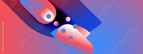 Abstract shapes blend vibrant colors. Gradient hues create dynamic composition. Smooth forms suggest movement, depth. Modern design elements present visual harmony.