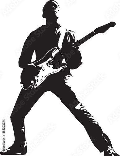 Rock Guitarist Silhouette Vector Illustration Isolated on White Background