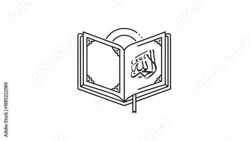 Islamic Book with Arabic Calligraphy Illustration