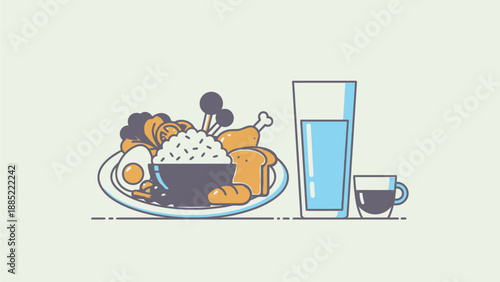 Healthy Breakfast with Fresh Fruits and Coffee