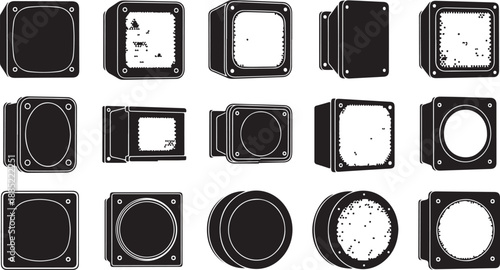 Various Camera Lens and Viewfinder Silhouette Illustrations Collection