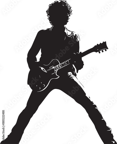 Rock Guitarist Silhouette Vector Illustration Isolated on White Background