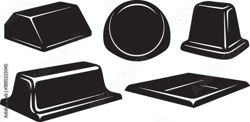 Black and white illustration of various chocolate shapes