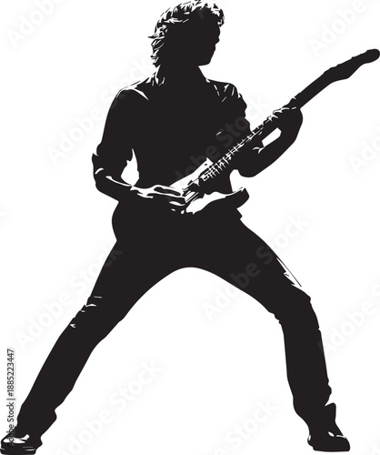 Rock Guitarist Silhouette Vector Illustration Isolated on White Background