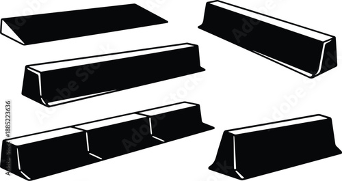 Collection of black and white gold bars illustration