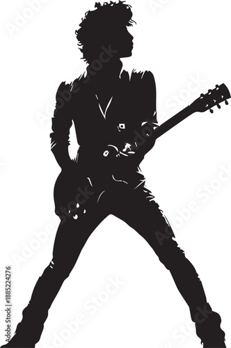 Rock Guitarist Silhouette Vector Illustration Isolated on White Background