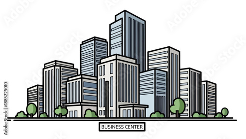 Modern Business Center Skyline Illustration