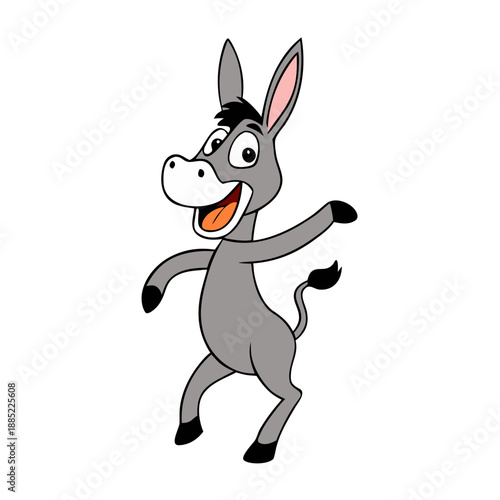  a happy donkey dancing joyfully after seeing
