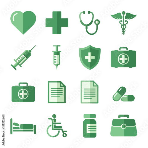 Medical and Healthcare Flat Icon Set for Hospital and Clinical Services