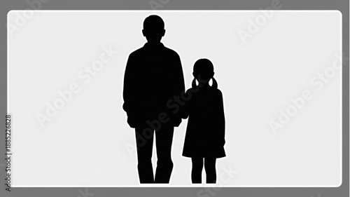 Father and daughter silhouette holding hands.
