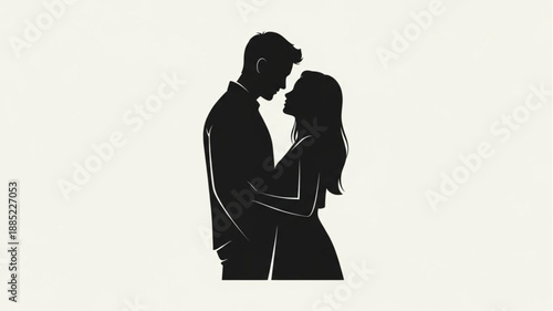 Silhouette of a couple embracing with love and affection.