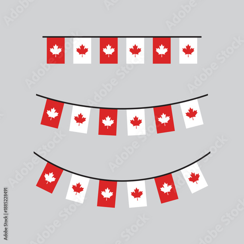 Seamless Canada Flag Party Bunting Border Background – Flat Design Illustration
