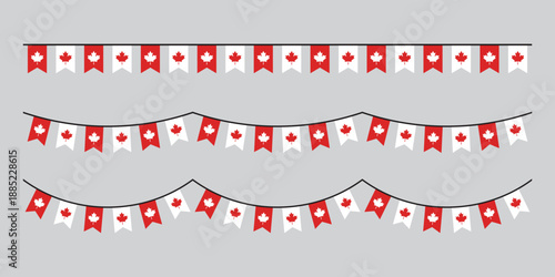 Seamless Canada Flag Party Bunting Border Background – Flat Design Illustration