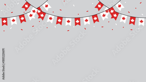 Seamless Canada Flag Party Bunting Border Background – Flat Design Illustration