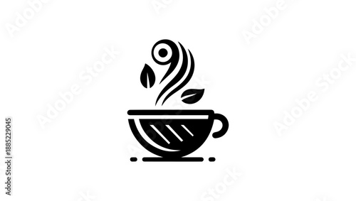hot chocolate, cup, coffee cup, Stylized Black White Coffee Cup with Decorative Steam, Coffee Beans, coffee icon isolated on white background, heart vector