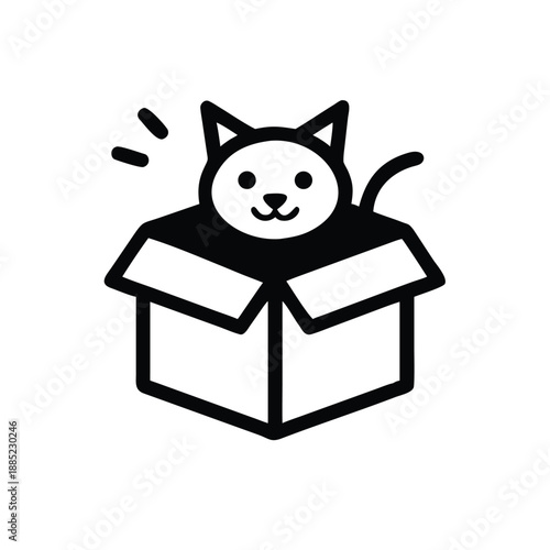 Adorable cat peeking curiously from an open box