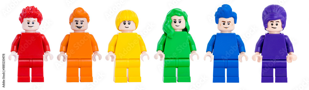 Fototapeta premium Dortmund - Deutschland 22. Januar 2026 Lego Minifiguren in den Regenbogenfarben