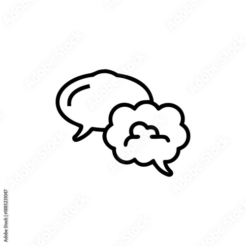 Minimal Line Icon Speech Bubble Transforming Representing End of Conversation Vector illustration