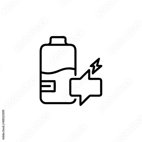Outline pictogram of a battery icon filling up showing energy progress concept Vector illustration