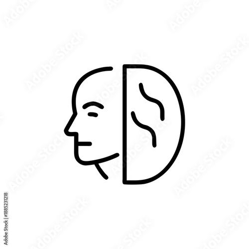 Single line outline pictogram of a face turning forward expressing change Vector illustration