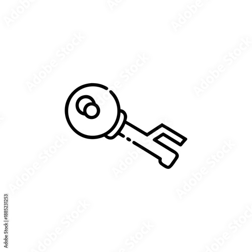 Thin outline icon of a key locking one side while opening Vector illustration