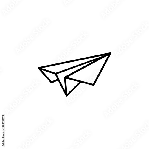 Thin outline icon of a paper folding into an airplane symbol Vector illustration
