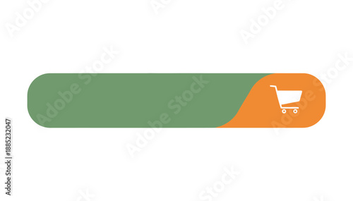 Shopping cart icon button displayed isolated graphic element rounded horizontal rectangular shape green orange