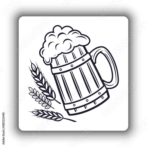 Single Beer Mug Icon with Foam – Pub and Brewery Vector.