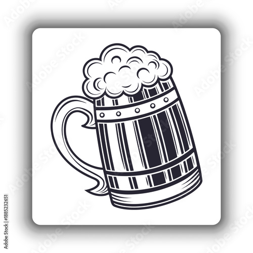 Single Beer Mug Icon with Foam – Pub and Brewery Vector.