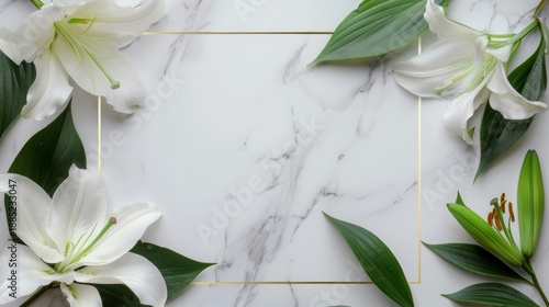 Minimal Elegant Funeral Flyer Template with White Lily and Black Ribbon on White Background