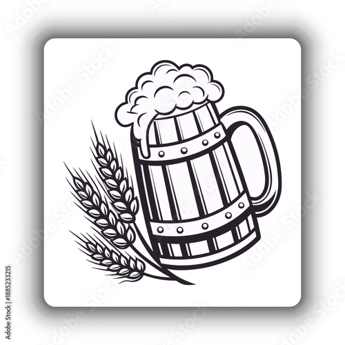 Single Beer Mug Icon with Foam – Pub and Brewery Vector.