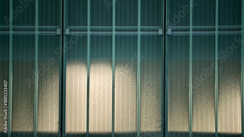 Closeup of channel glass detailing on a building facade