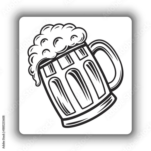 Single Beer Mug Icon with Foam – Pub and Brewery Vector.