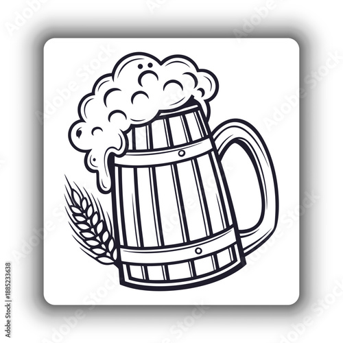 Single Beer Mug Icon with Foam – Pub and Brewery Vector.