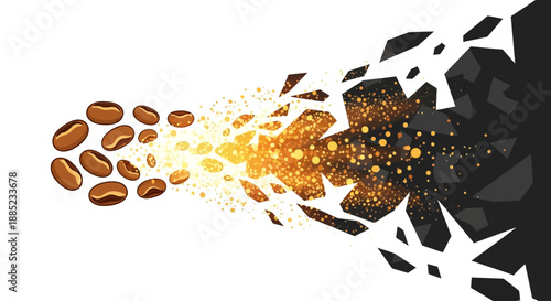 Vector illustration of a Setsubun bean throwing ritual with a character, oni, throwing beans on a day, depicted in a dynamic, graphic style with warm colors and a bold composition.