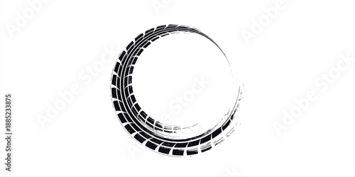 Tire track. Tyre mark of car, bike, motorcycle with grunge effect on white background. Wheel footprint, road element, dirty rubber protector pattern.