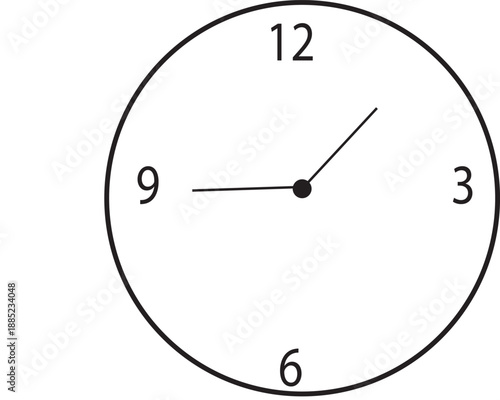An uploaded stock image contains a clock face, reading 9:07. It is likely being reviewed for keywords like "clock", "time", or "hour".

