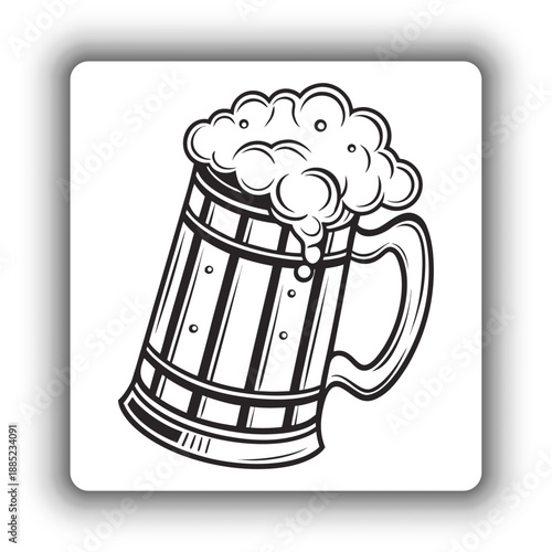 Single Beer Mug Icon with Foam – Pub and Brewery Vector.